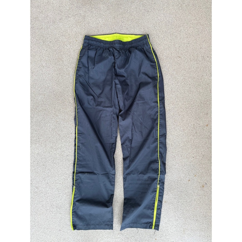 Danskin Track Pants Small (4-6) - Navy Blue Neon Yellow Stripe Athleticwear